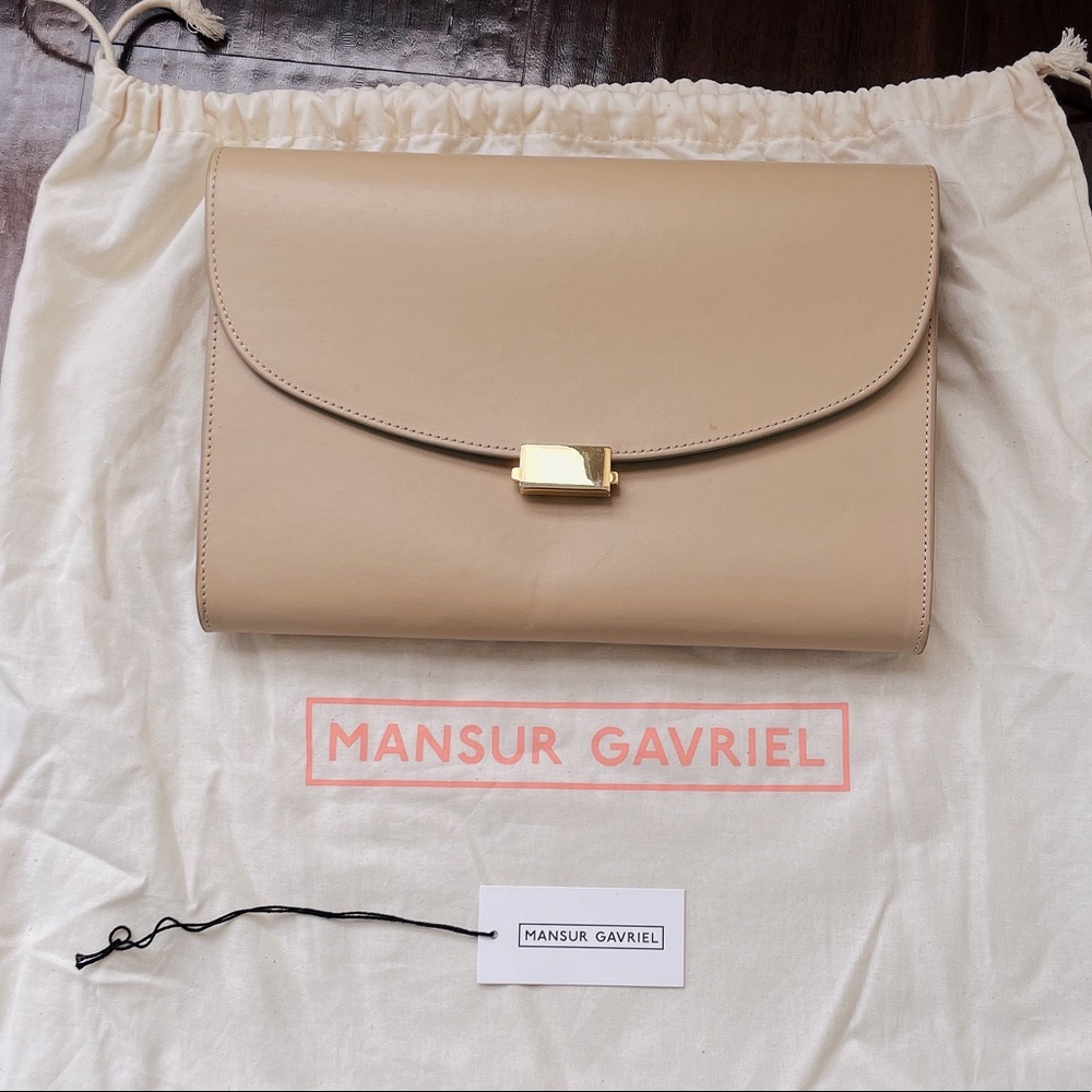 Mansur Gabriel Envelope Clutch in Sand